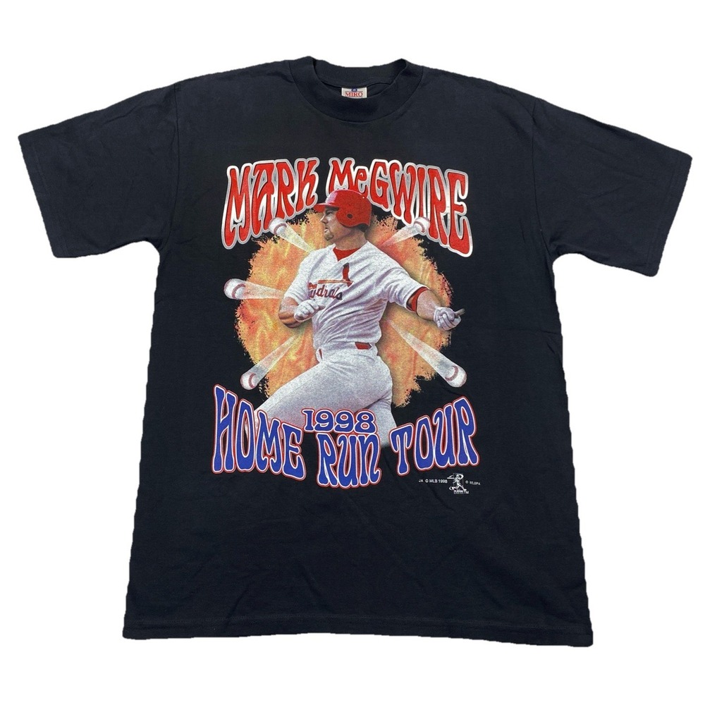 Vintage Mark McGwire‎ Baseball Home Run Tour 1998 T-Shirt Black Men's Large